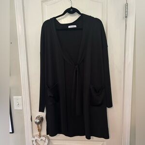 Cellabie Black Open Front Cardigan with Neck Tie